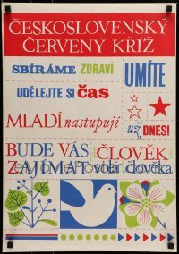 6b516 CESKOSLOVENSKY CERVENY KRIZ 17x24 Czech special '70s cool artwork of dove and more!