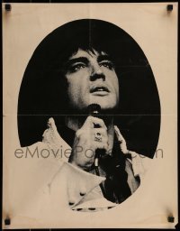 6b389 ELVIS PRESLEY 2-sided 18x23 music poster '60s close image of the King singing & holding mic!