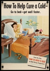 6b576 HOW TO CATCH A COLD 14x20 special '51 Walt Disney health class cartoon, go to bed!