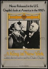 6b590 KING IN NEW YORK 14x20 special R73 great image of Charlie Chaplin!