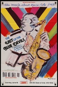 6b596 LAST OF THE BLUE DEVILS 24x36 special '79 cool art of jazz musician playing sax by Ensrud!