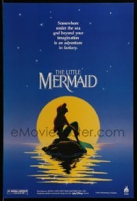 6b603 LITTLE MERMAID 18x26 special '89 Ariel in moonlight, Disney underwater cartoon!
