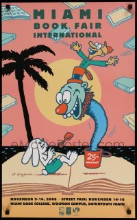 6b620 MIAMI BOOK FAIR INTERNATIONAL 18x29 special '08 bunny and a clown on beach by Spiegelman!