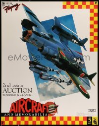 6b295 MUSEUM OF FLYING 2ND ANNUAL AUCTION 25x32 exhibition '91 cool Philip Castle art of airplanes!