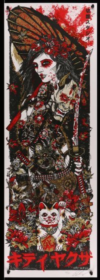6b170 RHYS COOPER signed #75/95 12x36 art print '10 by Rhys Cooper, Kitty Yakuza, Red edition!