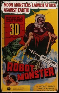 6b448 ROBOT MONSTER tv poster R81 3-D, the worst movie ever, great wacky art!