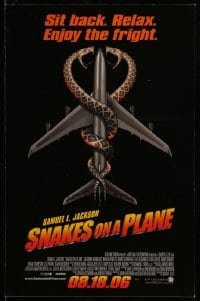 6b971 SNAKES ON A PLANE 2-sided mini poster '06 Jackson, one side with parody safety instructions!