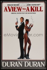 6b427 VIEW TO A KILL 24x36 music poster '85 art of Roger Moore & smoking Grace Jones by Goozee