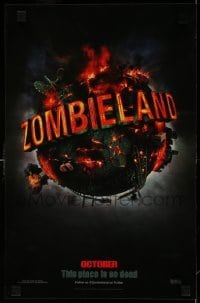 6b976 ZOMBIELAND teaser mini poster '09 this place is so dead, wild image of Earth!