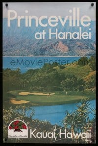 6b075 PRINCEVILLE AT HANALEI 23x35 travel poster '70s wonderful image of the golf course!