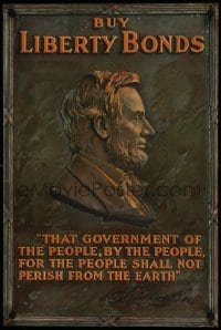 6b043 BUY LIBERTY BONDS 20x30 WWI war poster '17 classic profile image of Abraham Lincoln!