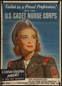 6b048 JOIN THE U.S. CADET NURSE CORPS 20x28 WWII war poster '40s Edmundson art of pretty nurse!