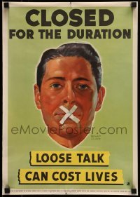 6b050 LOOSE TALK CAN COST LIVES 14x20 WWII war poster '42 closed for duration, Howard Scott art!