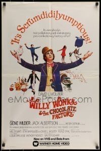 6b782 WILLY WONKA & THE CHOCOLATE FACTORY 20x30 video poster R84 Gene Wilder, scrumdidilyumptious!