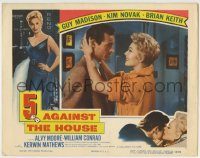 6c425 5 AGAINST THE HOUSE LC '55 romantic close up of sexy Kim Novak & gambler Guy Madison!