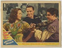 6c445 ANCHORS AWEIGH LC #8 '45 Gene Kelly smiles at pretty Kathryn Grayson as man plays violin!