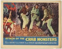 6c454 ATTACK OF THE CRAB MONSTERS LC '57 Russell Johnson, Richard Garland & another trapped!