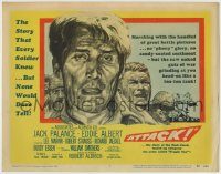 6c048 ATTACK TC '56 art of WWII soldiers Lee Marvin, Jack Palance & Richard Jaeckel!
