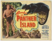 6c079 BOMBA ON PANTHER ISLAND TC '49 Johnny Sheffield, Lita Baron, cool giant jungle cat art!