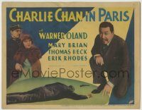 6c105 CHARLIE CHAN IN PARIS TC '35 Asian detective Warner Oland kneeling by victim, ultra rare!