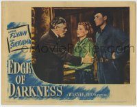 6c568 EDGE OF DARKNESS LC '42 close up of worried Ann Sheridan & Errol Flynn with Walter Huston!