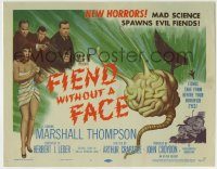 6c166 FIEND WITHOUT A FACE TC '58 giant brain & sexy girl in towel, mad science spawns evil!