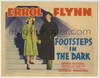 6c179 FOOTSTEPS IN THE DARK TC '41 great image of Errol Flynn & pretty Brenda Marshall on stairs!