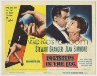 6c180 FOOTSTEPS IN THE FOG TC '55 was Stewart Granger there to kiss or kill Jean Simmons, cool art