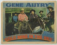 6c611 GOLD MINE IN THE SKY LC '38 great c/u of Gene Autry & Smiley Burnette smiling on horseback!