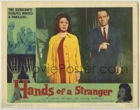 6c623 HANDS OF A STRANGER LC #7 '62 close up of Paul Lukather with gun standing by Joan Harvey!