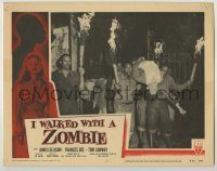 6c647 I WALKED WITH A ZOMBIE LC #3 R56 Val Lewton, Jacques Tourneur, guys holding unconcious man!