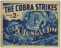6c245 JUNGLE JIM chapter 2 TC '36 great art of Grant Withers rampaging tigers + leopard c/u, rare!