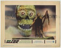 6c730 MASK LC #1 '61 great close image of female cultist standing by wacky giant skull!