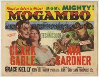 6c299 MOGAMBO TC '53 Clark Gable, Ava Gardner, Grace Kelly, great artwork of hunters & giant ape!
