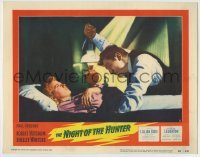 6c761 NIGHT OF THE HUNTER LC #2 '55 Robert Mitchum w/knife over Shelley Winters, Laughton noir!