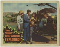 6c763 NIGHT THE WORLD EXPLODED LC #3 '57 close up of Kathryn Grant getting into helicopter!