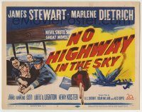 6c315 NO HIGHWAY IN THE SKY TC '51 art of James Stewart restrained + Marlene Dietrich & plane crash