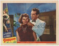 6c856 SINGAPORE LC #8 '47 Fred MacMurray in tuxedo helps sexy Ava Gardner with her necklace!