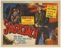 6c380 STAGECOACH TC R48 John Ford classic, John Wayne holding rifle & with Claire Trevor!