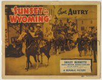 6c389 SUNSET IN WYOMING TC '41 Gene Autry & Smiley Burnette on horseback leading parade!
