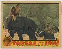 6c913 TARZAN FINDS A SON LC '39 Johnny Weissmuller, O'Sullivan & Sheffield riding on elephants!