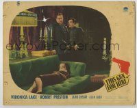 6c926 THIS GUN FOR HIRE LC '42 Laird Cregar looks at Veronica Lake bound & gagged on couch!