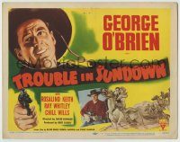 6c401 TROUBLE IN SUNDOWN TC R47 cool artwork of cowboy George O'Brien pointing revolver!