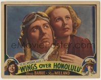 6c990 WINGS OVER HONOLULU LC '37 best close portrait of pilot Ray Milland & pretty Wendy Barrie!