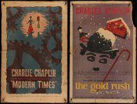 6d002 LOT OF 2 27X42 CHARLIE CHAPLIN ONE-SHEETS R59 Modern Times & The Gold Rush!