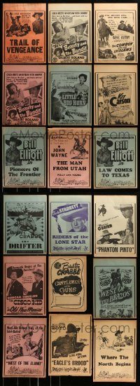 6d217 LOT OF 18 LOCAL THEATER WESTERN HERALDS '40s-50s great images from cowboy movies!