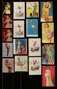 6d356 LOT OF 17 MINI PIN-UP PRINTS '30s-50s great sexy art by George Petty, Alberto Vargas & more!