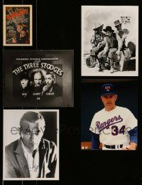 6d393 LOT OF 4 REPRO 8X10 PHOTOS AND 1 POSTCARD '80s Three Stooges, Marx Brothers, Bors Karloff!