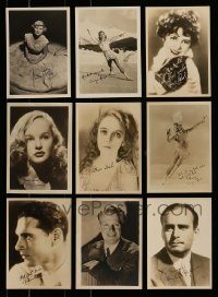 6d368 LOT OF 9 5X7 FAN PHOTOS WITH FACSIMILE AUTOGRAPHS '20s-40s great portrait of top stars!