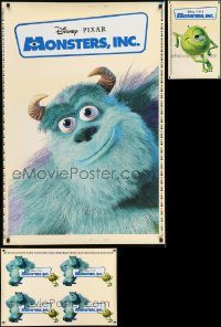 6d415 LOT OF 3 MONSTERS, INC. 27x40 STATIC CLING POSTERS '01 great images of Sully & Mike!